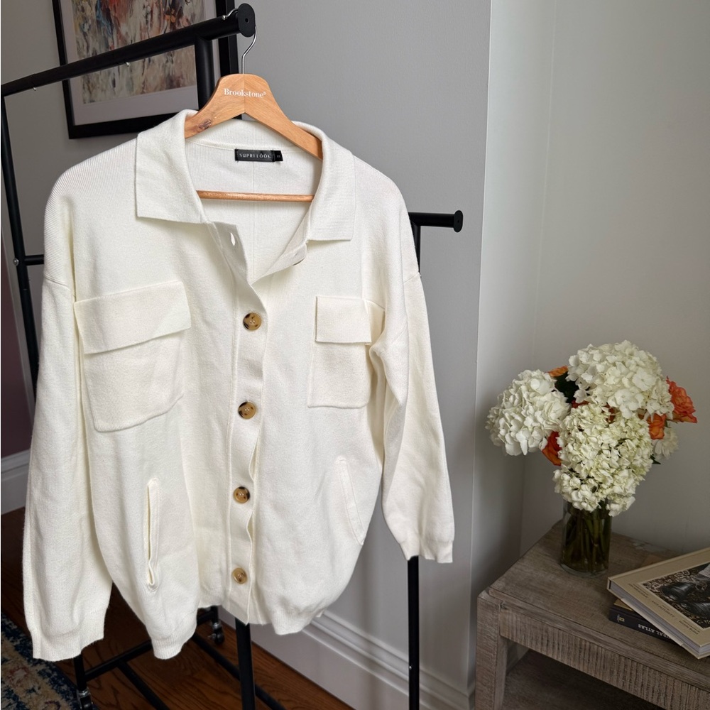 Cream Button Shacket